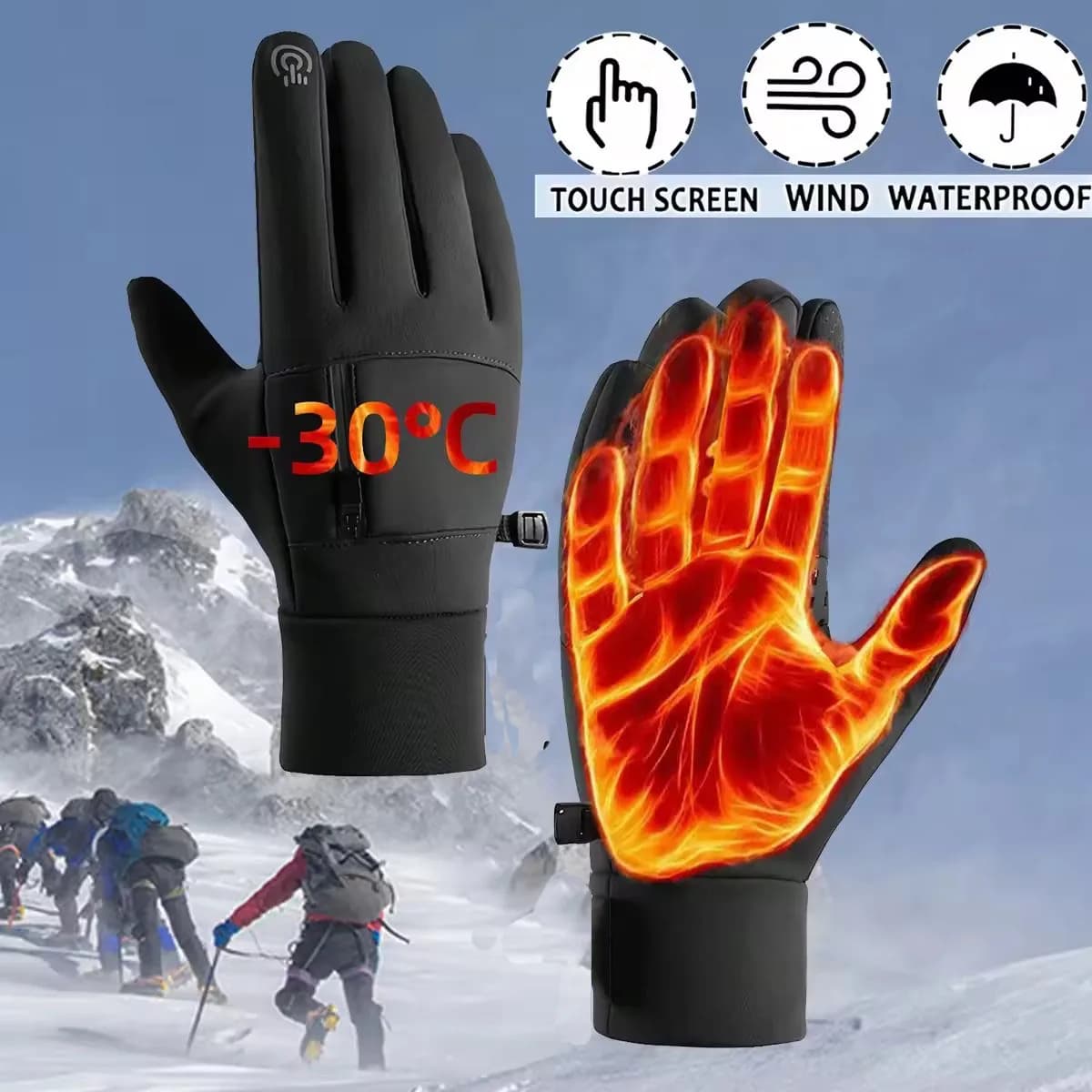Cycling Gloves Touch Screen Motorcycle Gloves Outdoor Scooter Windproof Waterproof Sports Riding Ski Gloves Warm Running Gloves