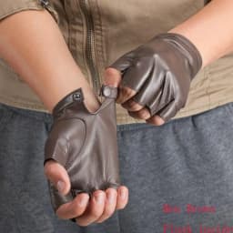 New Fashion High Quality Soft Women Men Half Finger Genuine Leather Motocycle Fingerless Sheepskin Gloves S74