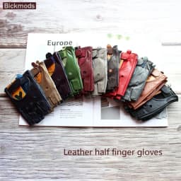 New Women's Sheepskin Half Finger Gloves Leather Single Layer Unlined Thin Hollow Fitness Driver Motorcycle Leather Gloves