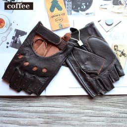 New Women's Sheepskin Half Finger Gloves Leather Single Layer Unlined Thin Hollow Fitness Driver Motorcycle Leather Gloves