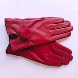Genuine Leather Glove Women Warm Fashhion Winter Ladies Hand Warmer Gloves With Natural Mink Fur Ball Luxury Glove With Finger