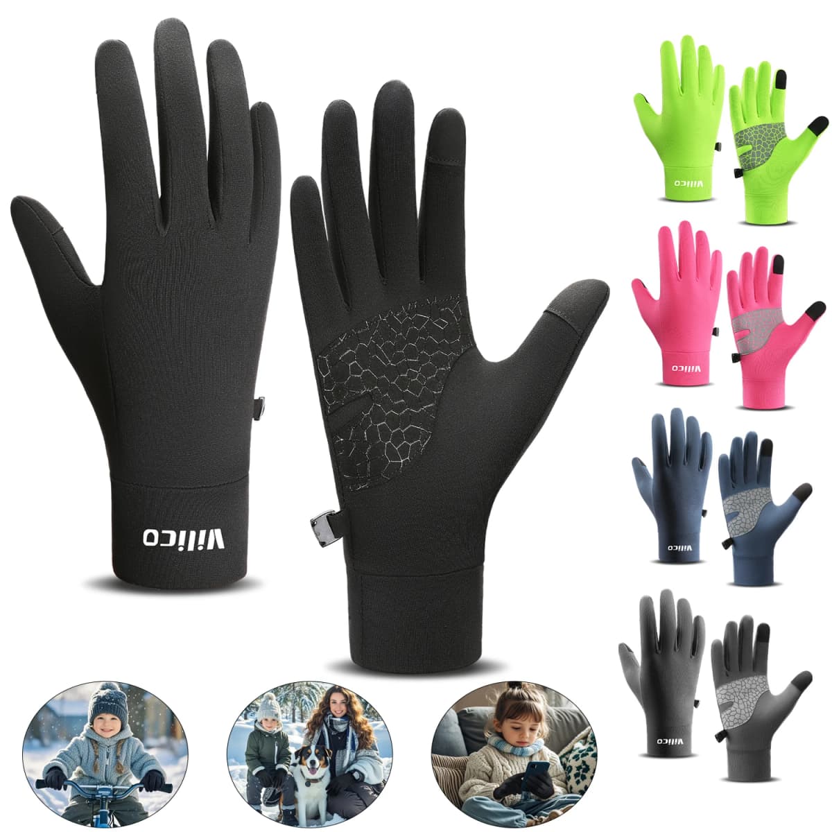 Outdoor Autumn And Winter Children'S Sports Running Cycling Touch Screen Warm Gloves With Plush Insulation For Cold Cycling