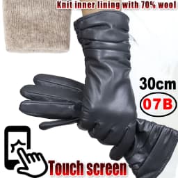 High-end Leather Sheepskin Gloves Women's Warm Knitted Flannel Lining Touch Screen Color Leather Gloves Driving Genuine New