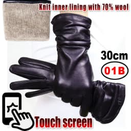 High-end Leather Sheepskin Gloves Women's Warm Knitted Flannel Lining Touch Screen Color Leather Gloves Driving Genuine New