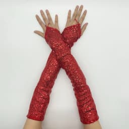 Womens Long Golden Sequins Gloves New Fingerless 50cm Nightclub Festical Rave Glove Sexy Mittens Cosplay Dance Stage Accessories