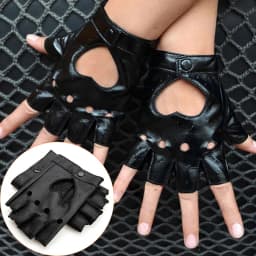 1Pcs Women Leather Driving Biker Soft Fingerless Mittens Dance Motorcycle Gloves Faux Leather Synthetic Leather Gloves keep warm