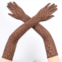 55cm Long Leopard Print Mesh Gloves Women Sexy Lace Fashion Personality Halloween Cosplay Drama Stage Performance