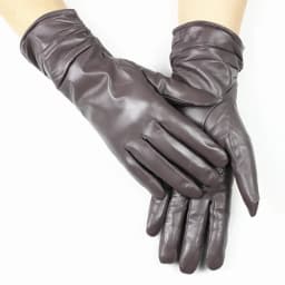 Sheepskin Leather Gloves Women's Fashion Elastic Style Velvet Lining to Keep Warm in Autumn and Winter Retro Color Points