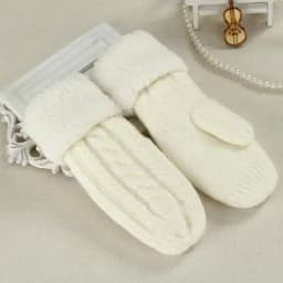 Women Fashion Knit Twist Flowers Mittens Winter Female Wool Plus Cashmere Velvet Thickening Warm Full Finger Gloves Guantes