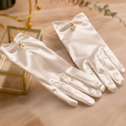 Women's Satin Elegant Pearl Driving White Black Bridal Wedding Banquet Accessories Short Etiquette Dress Gloves