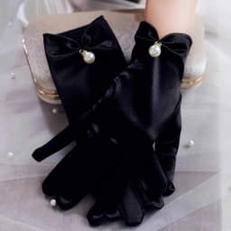 Women's Satin Elegant Pearl Driving White Black Bridal Wedding Banquet Accessories Short Etiquette Dress Gloves