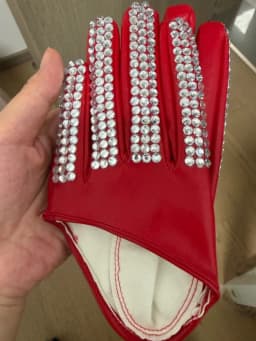 Women's Fashion Half Palm Gloves Lady's Red White Black PU Leather Gloves Men's Hip-Hop Rhinestone DIY Dancing Gloves