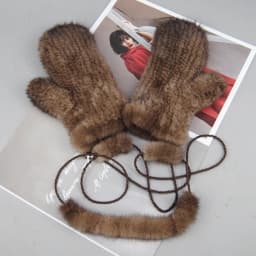 New Women 100% Real Genuine Knitted Mink Fur Mittens Winter Warm Lady Real Mink Fur Fashion Lady Gloves Handmade Knit Fur Mitten