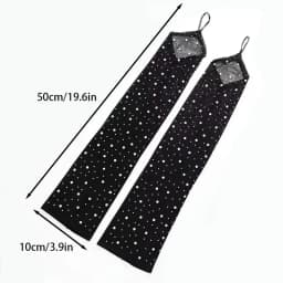 Women Rhinestone Mesh Hook Finger Long Gloves Sexy Party Transparent Breathable Fingerless Gloves Elasticity Arm Sleeves