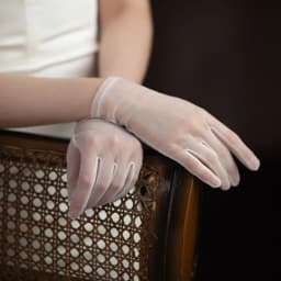 Black White Solid Soft Tulle Women Fashion EtiquetteTransparent Bridal Wedding Ultra Thin Elasticity Mesh Breathable Short Glove
