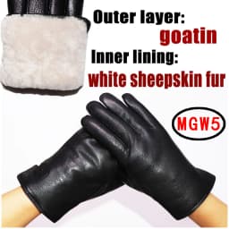 Deerskin Pattern Male Leather Gloves Sheepskin-fur in one Gloves Female Goatskin Sheep Fur Wool Gloves Winter Thickening Warm