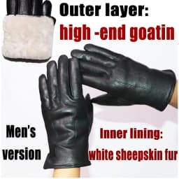 Deerskin Pattern Male Leather Gloves Sheepskin-fur in one Gloves Female Goatskin Sheep Fur Wool Gloves Winter Thickening Warm