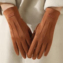 Women Winter Thick Keep Warm Fashion Simple Style Three Stripes Suede Touch Screen Gloves Cycling Driving Coldproof Mittens
