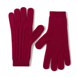 Knitted 100% Cashmere Gloves Women Winter Warm Outdoor Accessories Cable Pattern