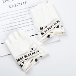 Women Stage Performance Nightclub Punk Leather Half Finger Rivets Gloves Pole Dance Personality Hip Hop Queen Cosplay