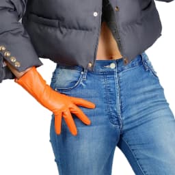 Faux Leather Orange GLOVES Short Wrist Women's Cosplay Halloween Glove For Ladies Costume Evening Party Winter Driving Glove