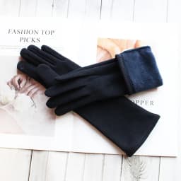 Long Gloves Women's Knitted Cotton Elastic Sun Protection Fashion Simple Brushed Lining Autumn and Winter Warm Sleeves