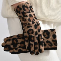 Leopard Print Fashion Personality Women‘s Winter Keep Warm Gloves Touch Screen Thickened Windproof Suede Not Bloated