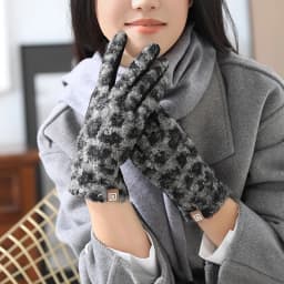 Imitation Teddy Hair Leopard Print Suede Women Winter Keep Warm Touch Screen Gloves Fashion Personality Add Velvet Thickened Sof