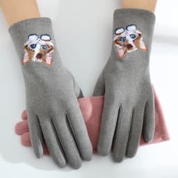 Cartoon Cat Embroidery Warm Gloves Women Winter Thick Cycling Driving Youth Students Fashion Cute Touch Screen Mittens Girl Gift
