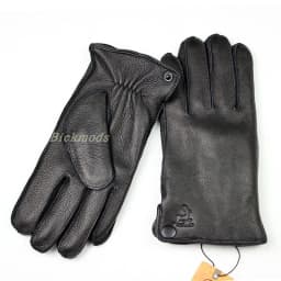 Winter Thick Warm Deerskin Gloves Men's Leather Fashion Simple Outer Seam Style Flannel Lining Thin Wool Points Free Shipping