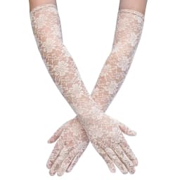 New Elastic Floral Lace Full Finger Holiday Party Gloves For Men Women Solid Sunscreen Long Mittens Outdoor Dress Up Gloves
