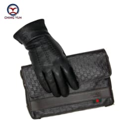 Winter Men Deer Skin Leather Gloves Male Warm Soft Black Sewing Design Men Mittens Imitate Rabbit Hair 70% Wool Lining-07