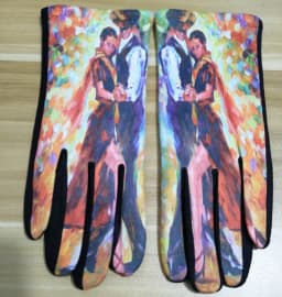 Oil Painting Touch Screen Driving Mittens Women's Winter Suede Leather Motorcycle Gloves Ourdoor Warm Sport Ski Cycling Glove