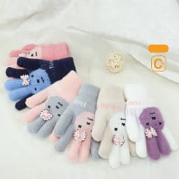 Children's Five-Finger Warm Gloves for Girls Ages 5-12 Kids Thermal Mittens with Thumb Separation