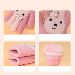 Children's Five-Finger Warm Gloves for Girls Ages 5-12 Kids Thermal Mittens with Thumb Separation