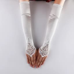 Vintage Embroidery Fingerless Lace Sequins Gloves Bride Mittens Party Accessories Opera Black Women Satin Sexy Long Gloves