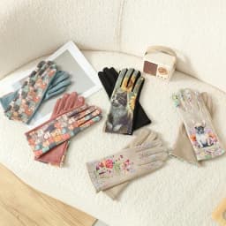 Cute Lovely Sweety Cartoon Cat Painting 3D Printing Suede Gloves Women Winter Keep Warm Touch Screen Add Velvet Prevent Cold