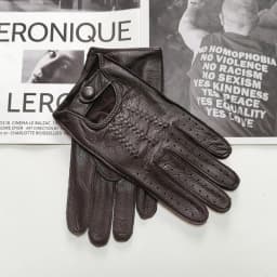 New Deerskin Gloves Men's Single-Skin Thin Hollow Breathable Leather Gloves for Drivers Driving Motorcycles and Riding