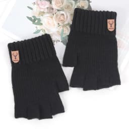 Unisex Elastic Knitted Fingerless Gloves Winter Thicken Warm Touch Screen Mittens for Men Women Warm Half Finger Work Gloves