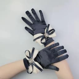 Original Celebrity Camellia Vintage Black Short Satin Hepburn Gloves Stage Banquet Bridal Accessories Modeling Photographic