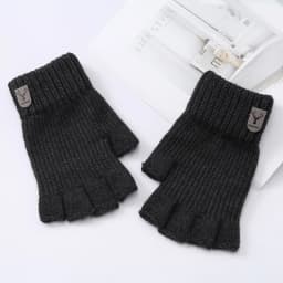 Women Men Short Outdoor Half Finger Gloves Fingerless Knit Wrist Spring Autumn Warm Stretch Work Cycling Accessories Gloves