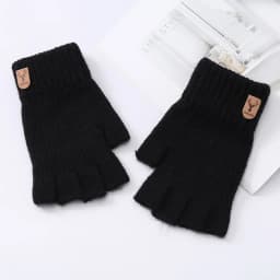 Women Men Short Outdoor Half Finger Gloves Fingerless Knit Wrist Spring Autumn Warm Stretch Work Cycling Accessories Gloves