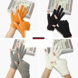 Two-Finger Gloves for Men and Women, Winter Touchscreen-Compatible, Warm, Fleece-Lined, Thick Knitted Wool, Half-Finger Gloves for Writing and Using Mobile Phones, for Students