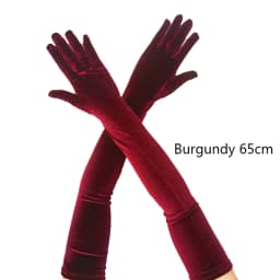 Women Golden Velvet Long Section Autumn Winter Warm Black Evening Dress Etiquette Gloves Retro Style Banquet Accessories Cosplay