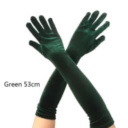 Women Golden Velvet Long Section Autumn Winter Warm Black Evening Dress Etiquette Gloves Retro Style Banquet Accessories Cosplay