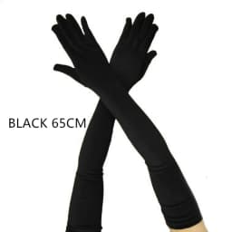 Women Golden Velvet Long Section Autumn Winter Warm Black Evening Dress Etiquette Gloves Retro Style Banquet Accessories Cosplay