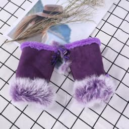 1 Pair Women Winter Warm Gloves Sexy Faux Rabbit Fur Hand Wrist Warmer Fingerless Gloves Suede Women Mittens Warm Wrist Gloves