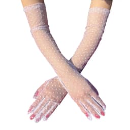 54cm Women Dot Mesh Retro Style Breathable Sexy Thin Long Gloves Etiquette Party Transparent Wedding Bride Model photography