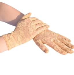 Women Vintage Sheer Short Lace Gloves Derby Tea Party Wrist Length Floral Gloves For Dinner Fancy Costume Accessories Gloves