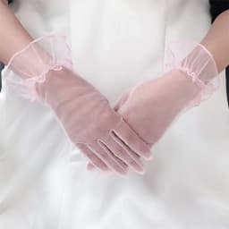 Elastic Transparent Women Tulle Gloves Ultra Thin Short Gauze Lace Gloves Elegant Full Finger Bridal Wedding Women Mesh Gloves